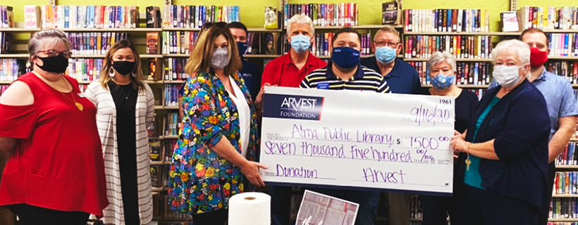 Arvest Foundation Donates $7,500 to the Alma Public Library