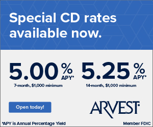 Ad that says "Special CD rates available now. Open today"